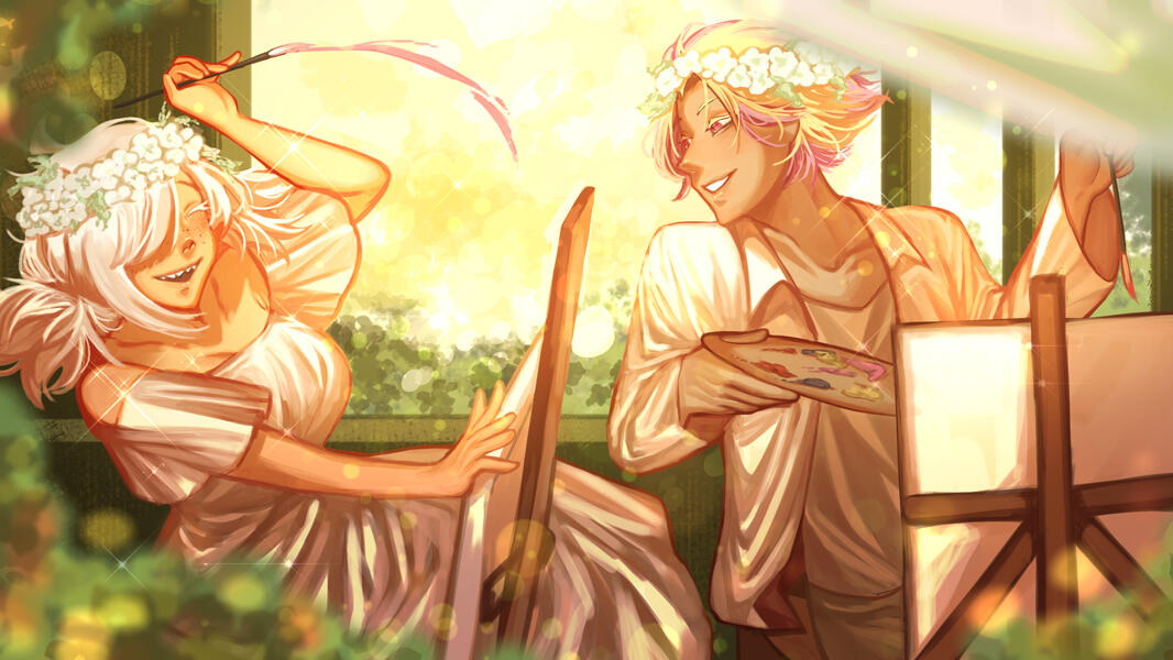 💚 anon // i'll cherish this tender moment forever ☺️ // ryuyu painting together